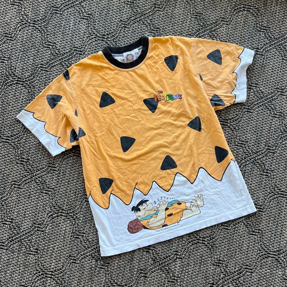 Vintage 1993 Hanna Barbera The Flintstones All Over Print T-shirt‎ Size Medium